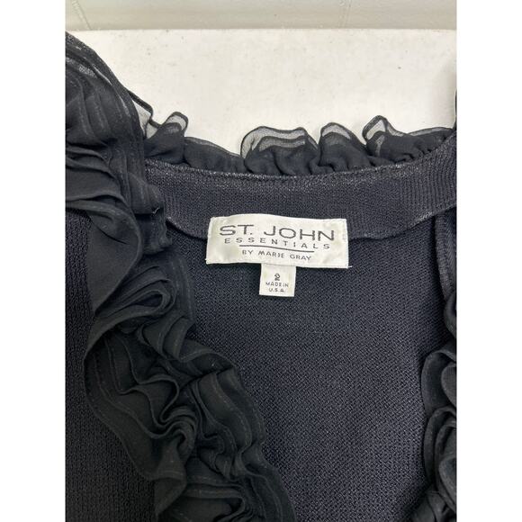 St John Essentials by Marie Gray Women’s Designer Black Cardigan Size 2 - Picture 6 of 8